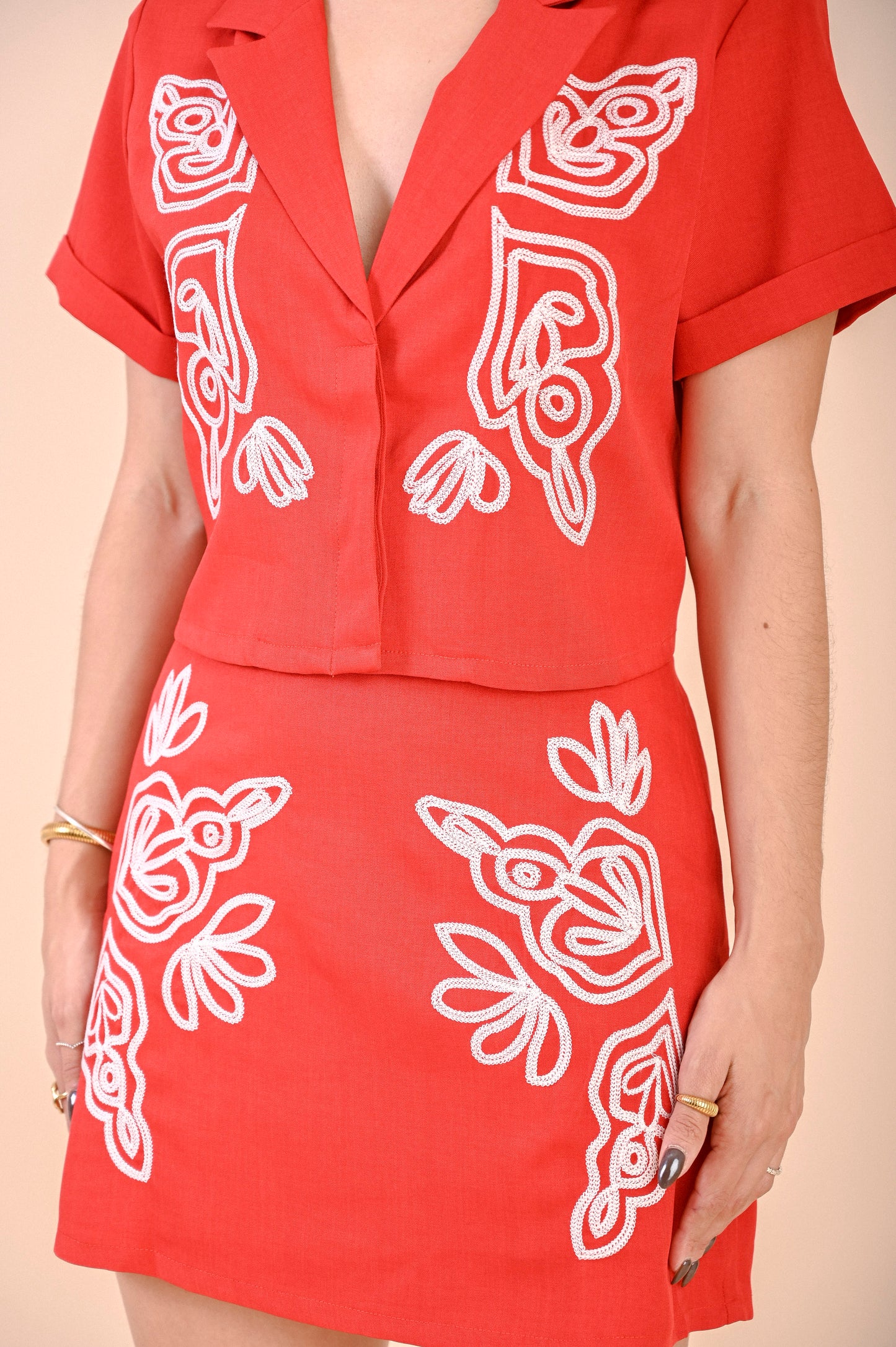 SET ROJO BORDADO